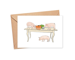 "Let's Pig Out" Blank Card