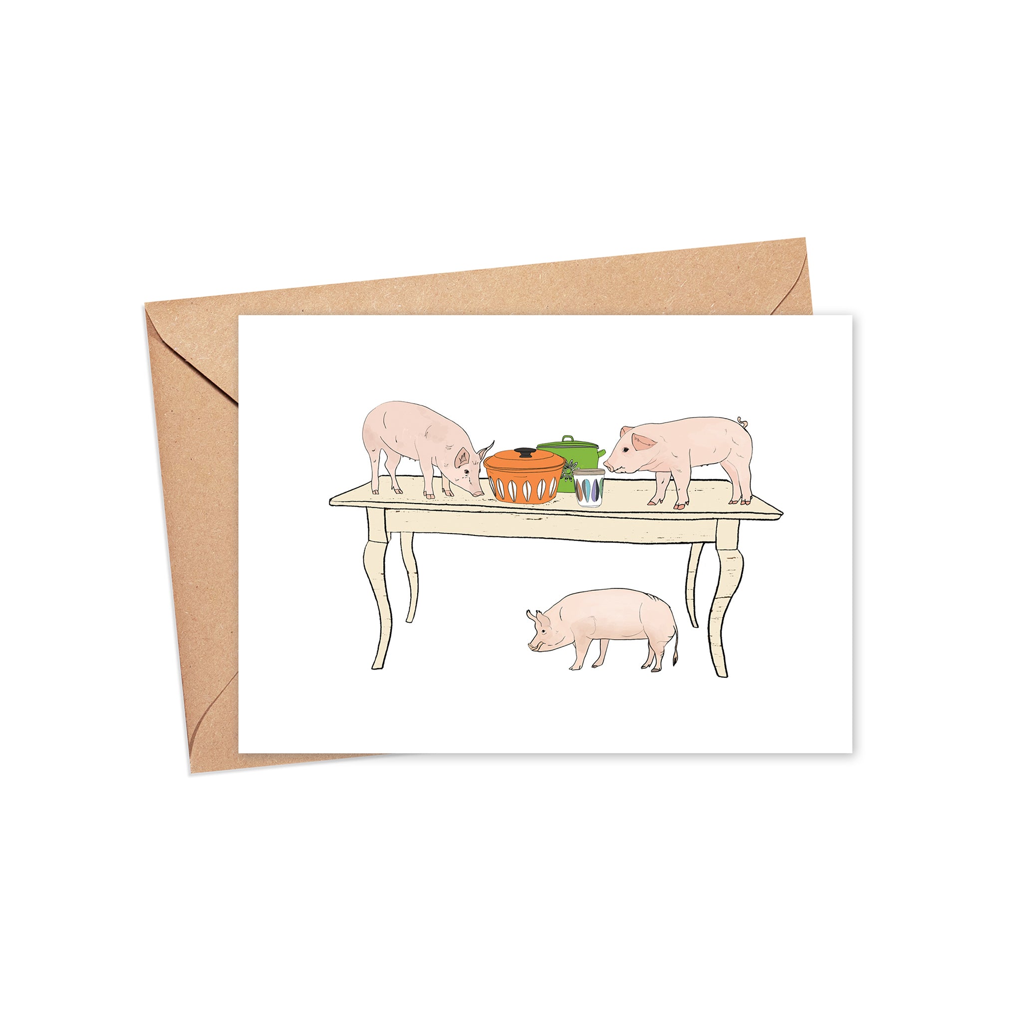 "Let's Pig Out" Blank Card